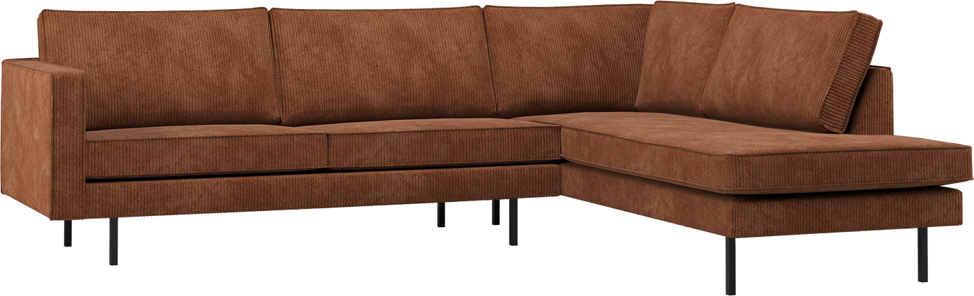Højrevendt hjørnesofa WOOOD Rodeo, rustbrun Remy Rib kordfløjl, B266ÃD213ÃH85 cm