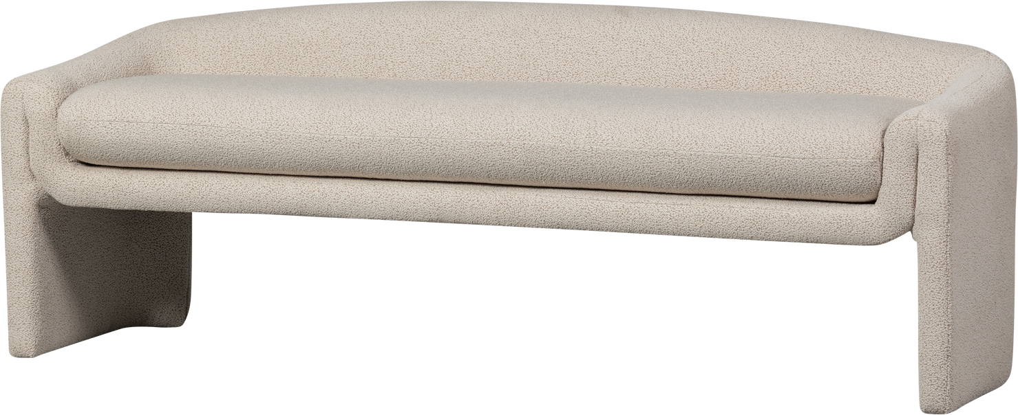 Bænk WOOOD Collection 160 cm, beige vævet stof 100% polyester, diskret ryglæn, til entré eller spiseplads