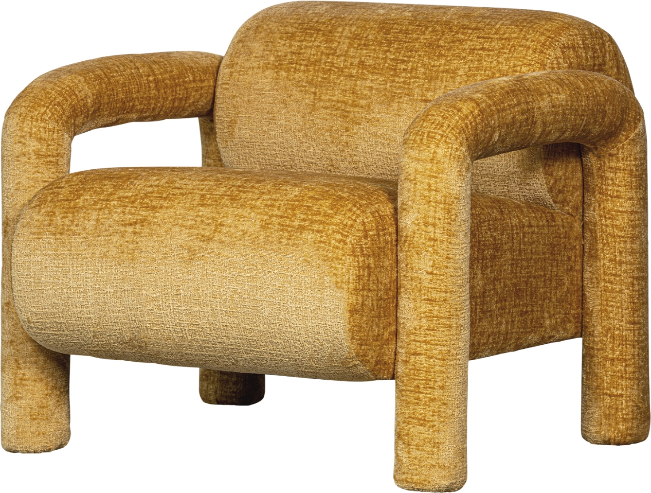 Loungestol lænestol WOOOD Exclusive Lenny fløjl gylden  -  H65ÃB76ÃD82 cm