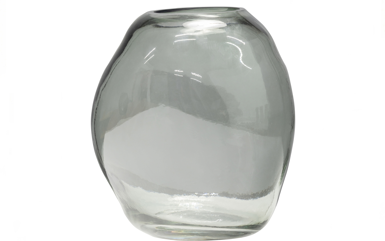 Vase WOOOD Exclusive Elio blomstervase  -  mundblæst glas Ø20 x H22 cm klar/blå-grøn