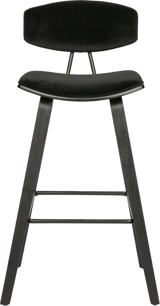Barstol WOOOD Exclusive Senn sort fløjl & krydsfiner H91xB42xL48 cm