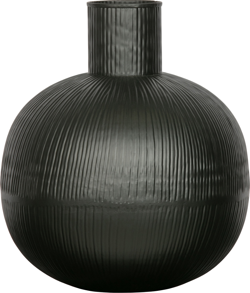 Vase WOOOD Exclusive Pixie stål sort Ø30 cm  -  dekorativ, sfærisk skulptur til tørrede blomster