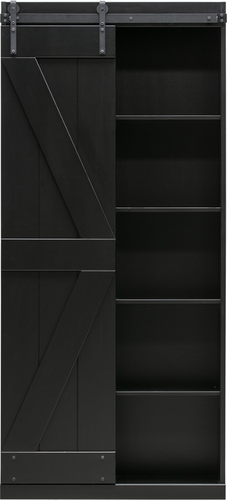 Highboard WOOOD Exclusive Harris Sort Fyrretræ Opbevaringsskab H200ÃB100ÃD37 cm