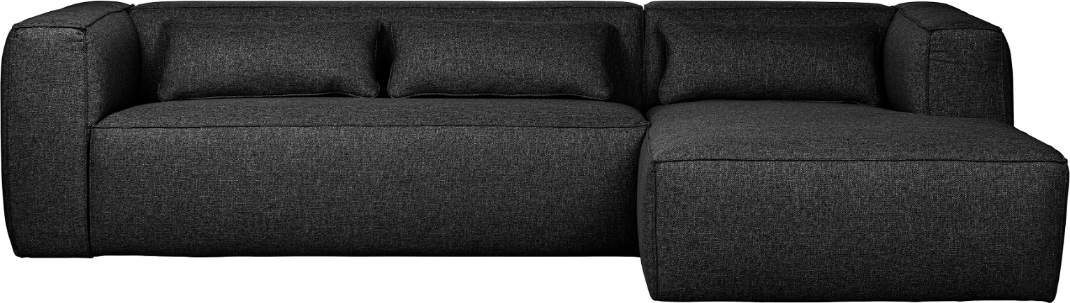 Højrehjørnesofa WOOOD Exclusive Bean mørkegrå polyester-/bomuldsstof 305x175x73 cm