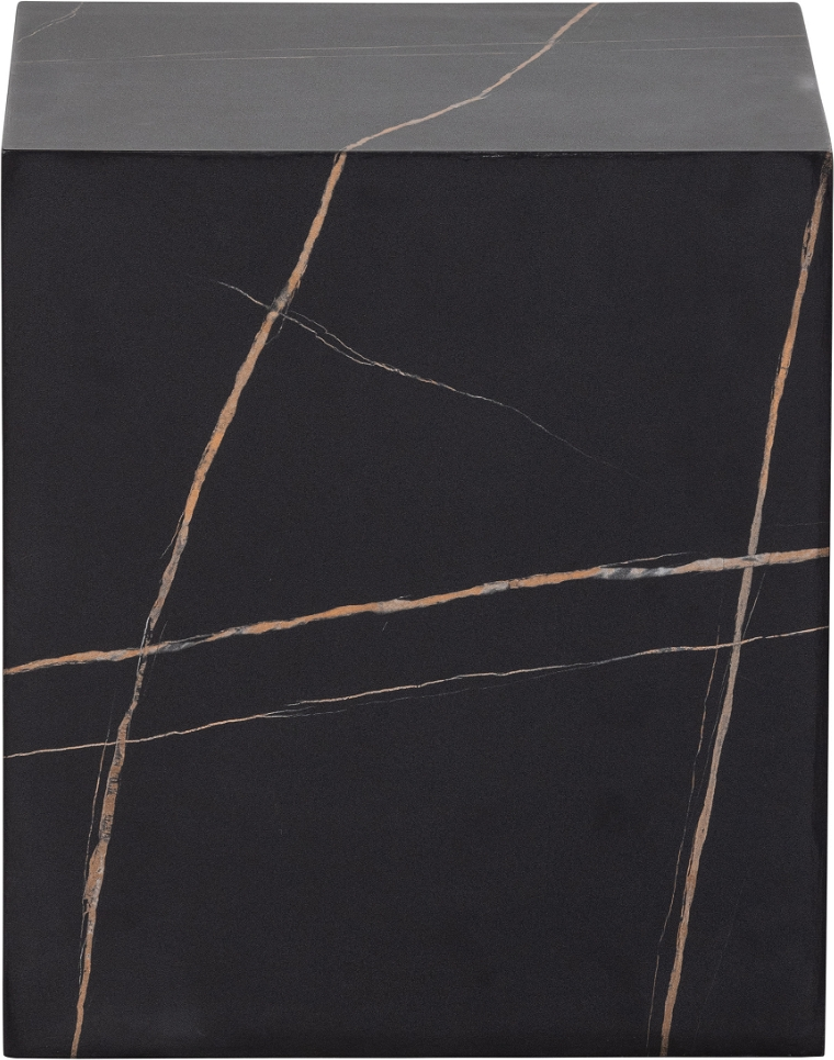 Sidebord WOOOD Exclusive Benji  -  Sort MDF med marmorprint, 45Ã40Ã40 cm