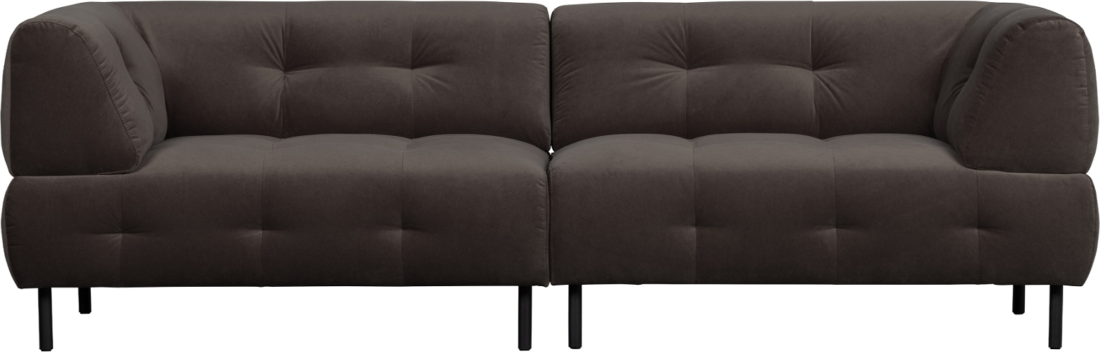 4-personers sofa WOOOD Exclusive Lloyd  -  grå vasket fløjl, 245x90x75 cm