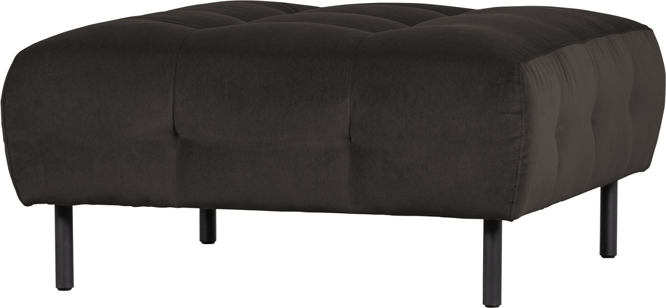 Stuepuf WOOOD Exclusive Lloyd i grå fløjl  -  Ø90 x H45 cm | Puf i polyester/bomuld