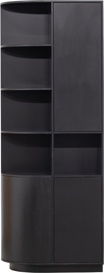 Highboard/højskab WOOOD Exclusive Finca massivt fyrretræ sort med tryk-åbnesystem H210xB78xD40 cm