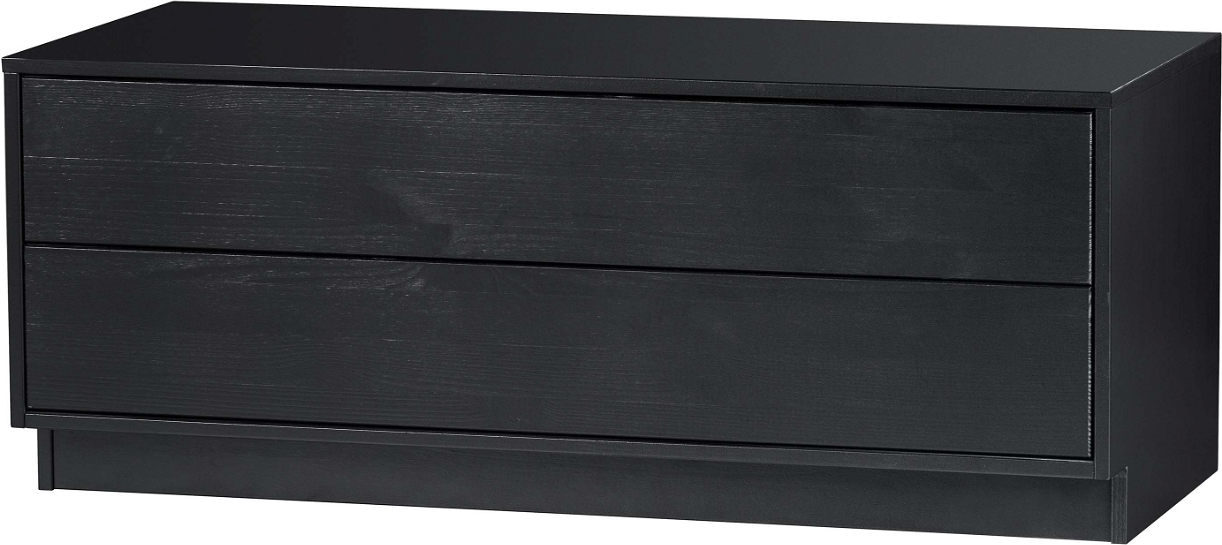 Skænk WOOOD Exclusive Finca opbevaringsskænk i massivt fyrretræ med tryk-for-at-åbne, mat sort 100x40x40 cm