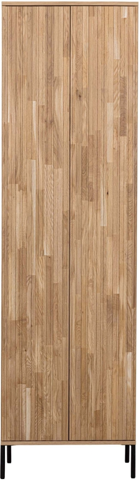 Opbevaringsskab WOOOD Exclusive New Gravure, egetræsfiner natur, H210ÃB60ÃD42 cm, sort metalfod