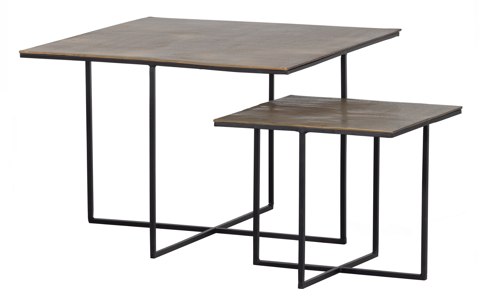 Sideborde sæt WOOOD Exclusive Olan 2 stk, antik messing metal, H48 x 70 x 70 cm