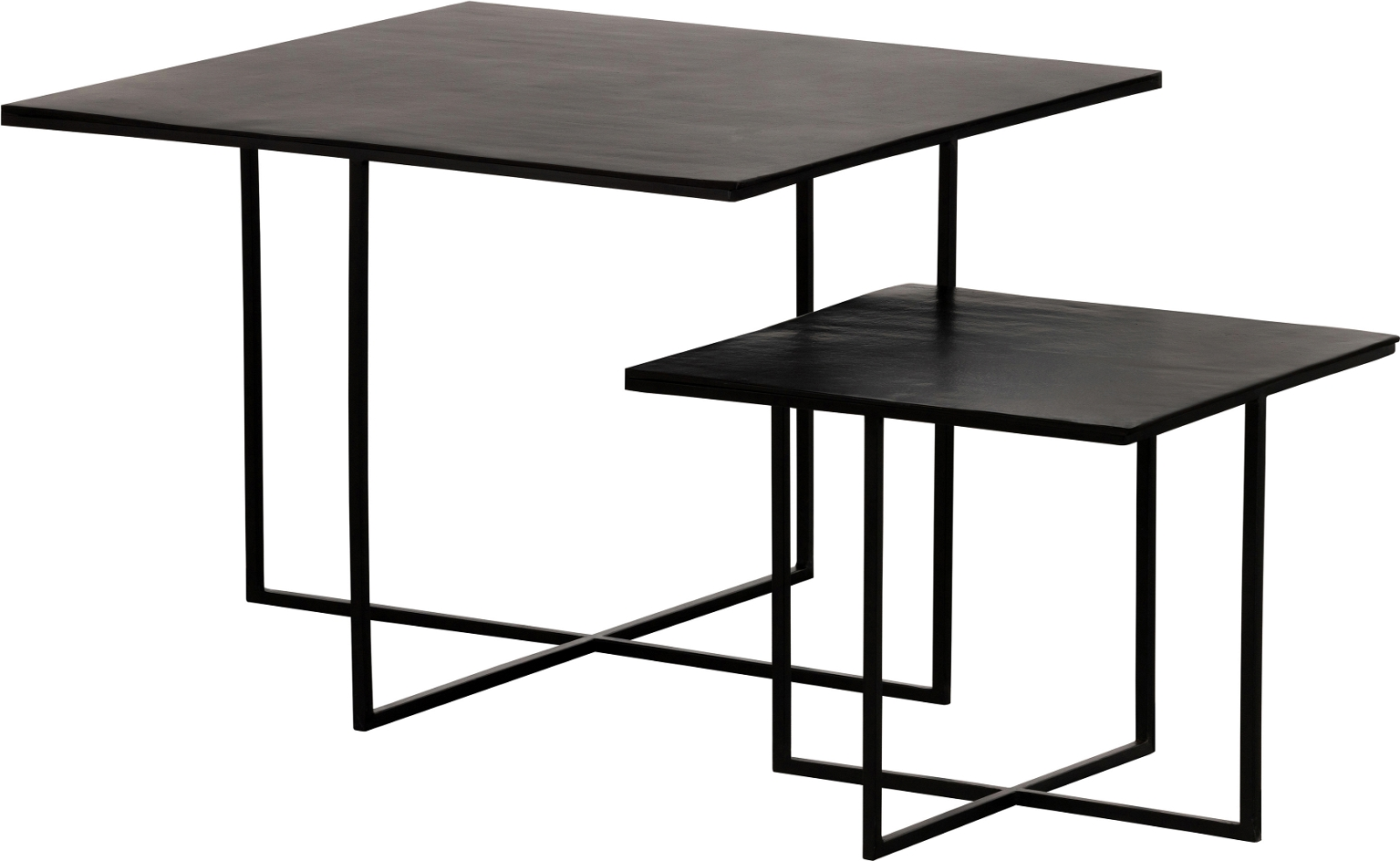 Sidebordssæt WOOOD Exclusive Olan metal småborde, mørkebrun 71x71/44x44 cm