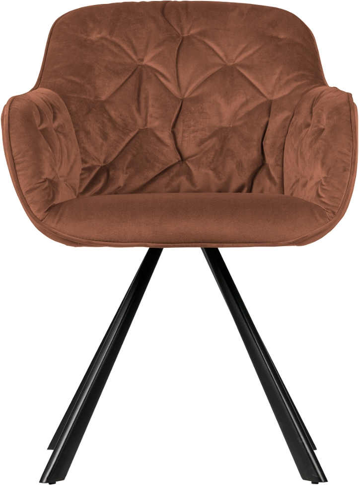 Spisebordsstol med armlæn WOOOD Exclusive Elaine hindbær fløjl sort metalramme H80,5xB59xD59 cm op til 120 kg