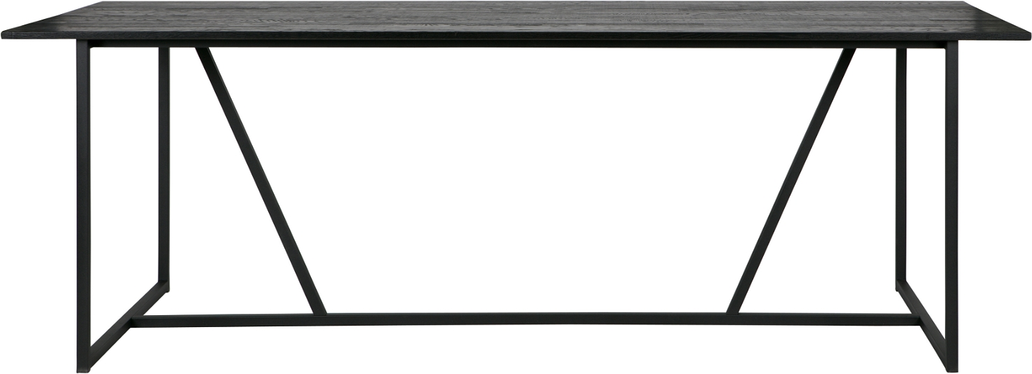 Spisebord WOOOD Exclusive Silas i FSCcertificeret sort ask med sort metalstel, 220x90x75 cm