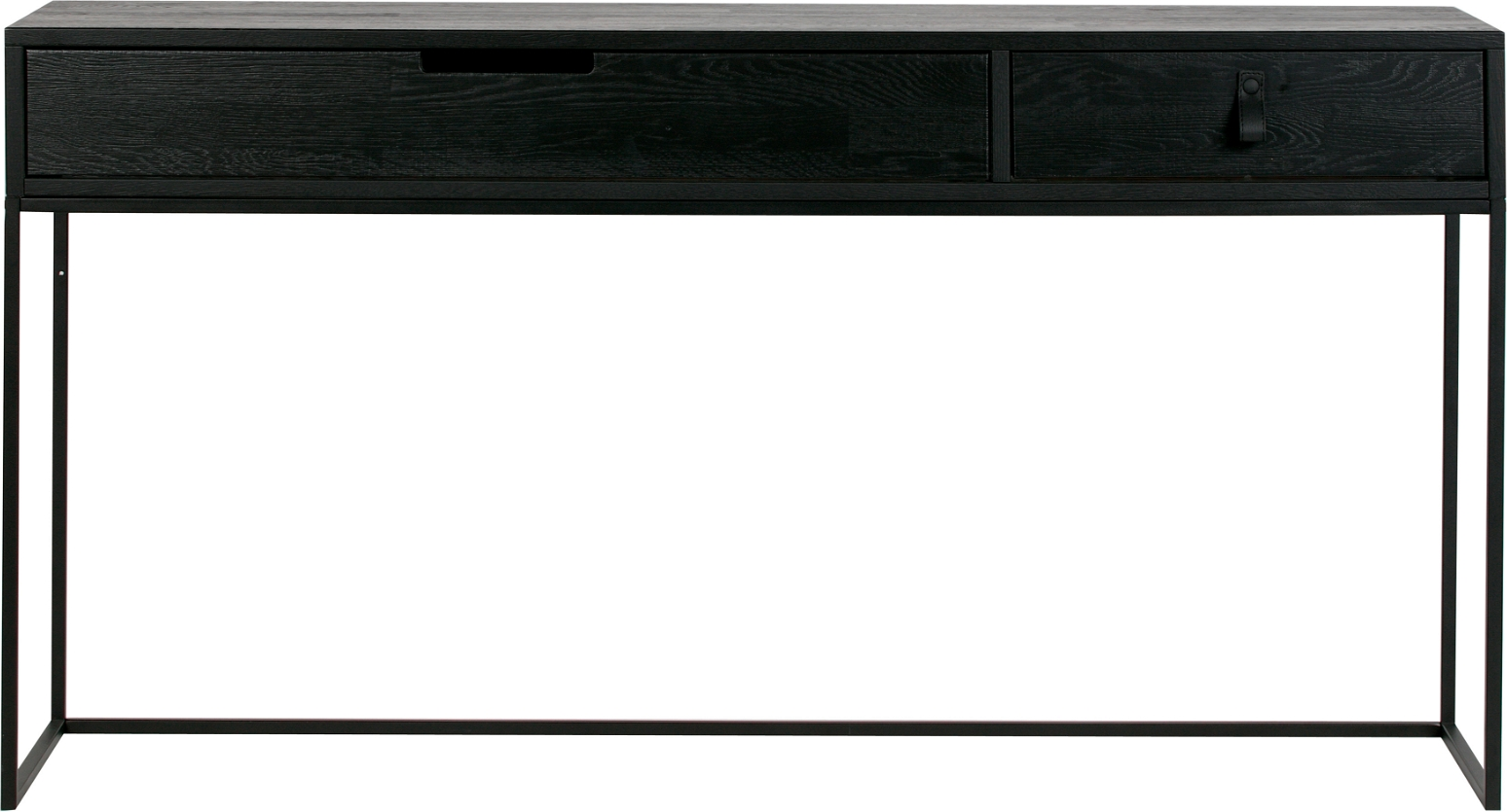 Sidebord - WOOOD Exclusive Silas - Sort ask, 2 skuffer, H74 x L140 x D40 cm