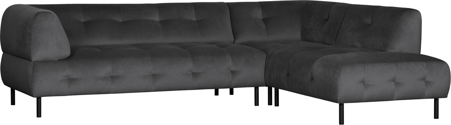 Hjørnesofa højrevendt WOOOD Exclusive Lloyd i mørkegrå Loma vasket fløjl 267x205 cm