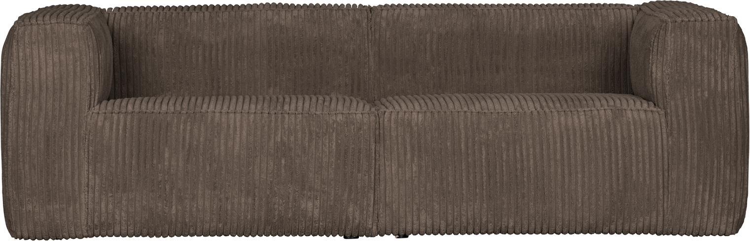 3-personers sofa WOOOD Exclusive Bean  -  brun ribbet polyester FSC-træ stel, 246x96x73 cm