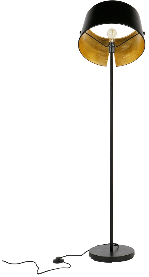 Gulvlampe WOOOD Exclusive Pien  -  sort metal med messing, justerbar skærm, H145ÃØ40 cm