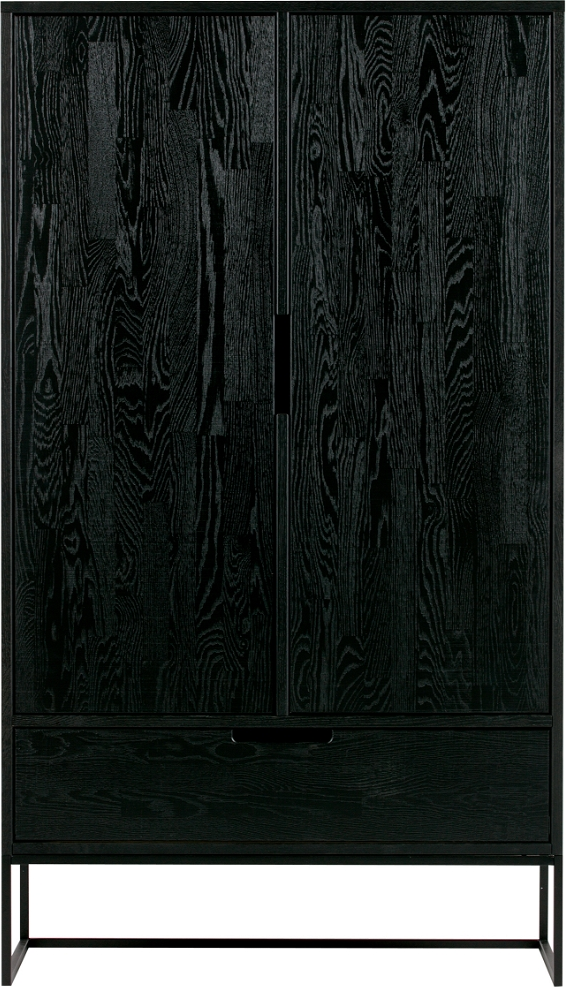 Opbevaringsskab WOOOD Exclusive Silas 85x35x149 cm sort ask med låger