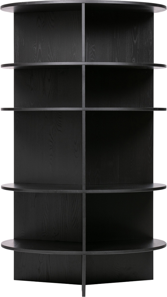 Bogreol WOOOD Exclusive Trian opbevaringsreol  -  sort børstet ask, FSC-certificeret, 168Ã100Ã100 cm