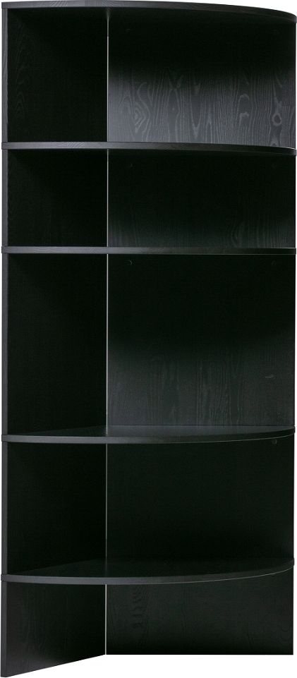 WOOOD Exclusive Trian halvrund bogreol i sort børstet asketræ H168xB100xD76 cm
