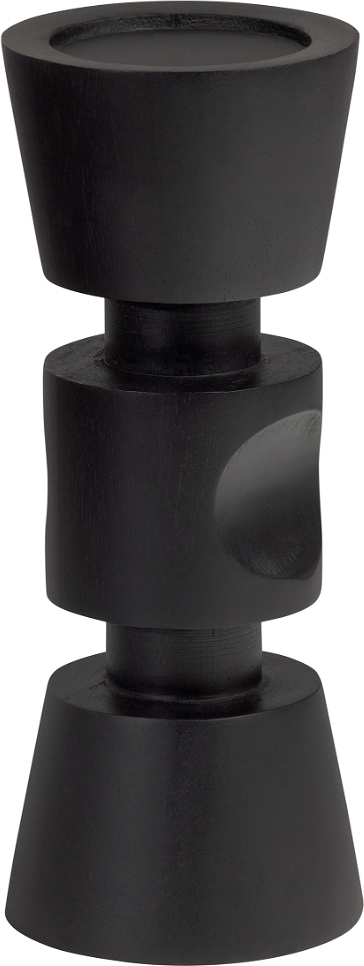 Lysestage WOOOD Exclusive Midi i sort mangotræ Ø12 x H29 cm  -  dekorativ træstage