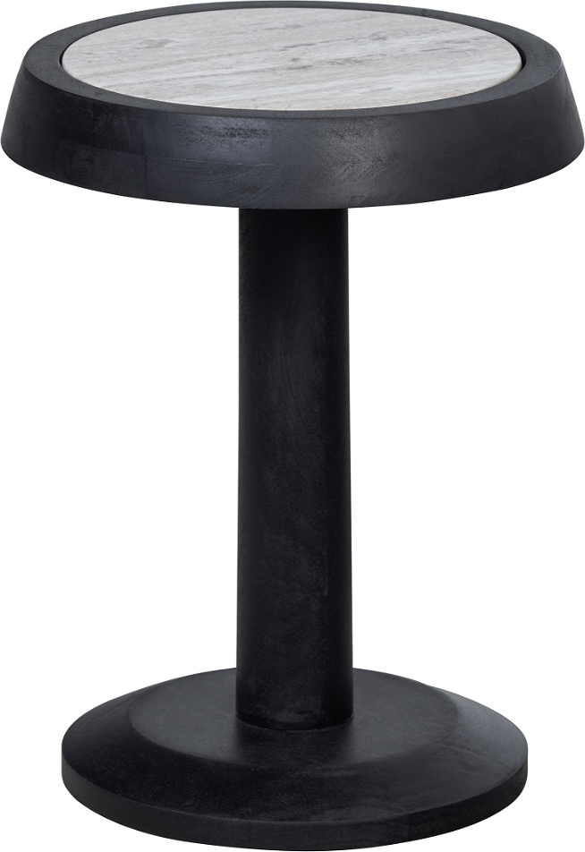 Sidebord WOOOD Exclusive Nanne i sort mangotræ med marmorbordplade H46x36x36 cm