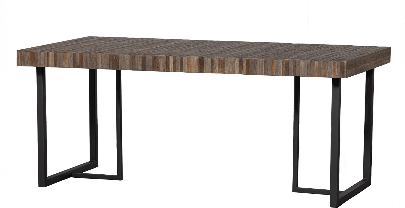 Spisebord WOOOD Exclusive Maxime bæredygtigt genbrugsteak med mat sort stel 180Ã90 cm
