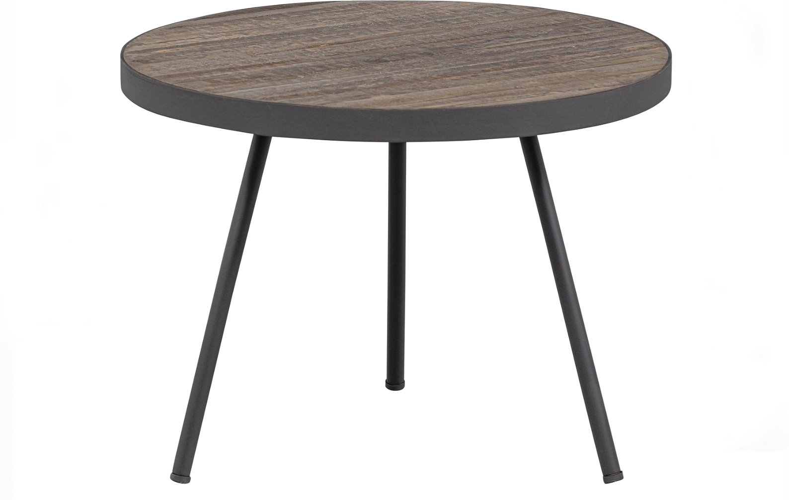 Sofabord/sidebord WOOOD Exclusive Maxime Ø54 x H40 cm  -  genbrugt teak natur med mat sort stel