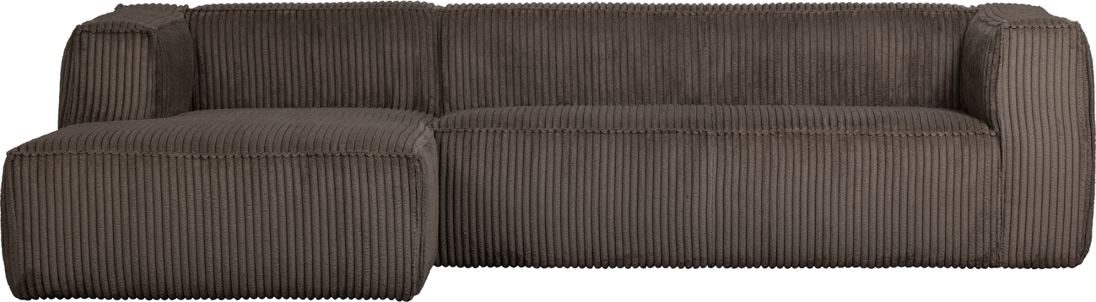 Hjørnesofa venstrevendt WOOOD Exclusive Bean fløjl brun H73xB305xD175 cm