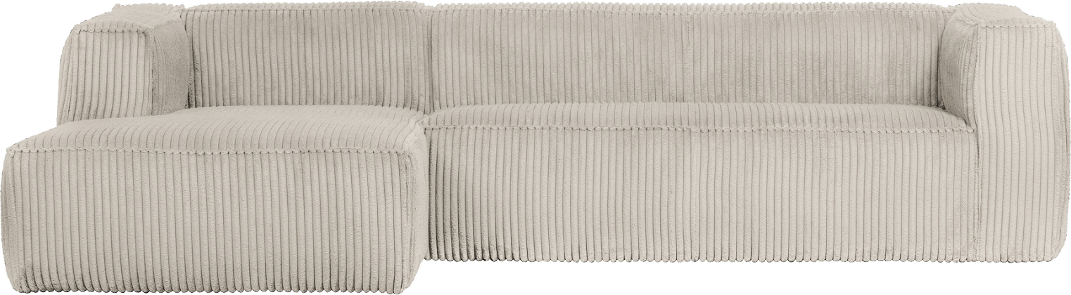 Hjørnesofa venstrevendt WOOOD Exclusive Bean  -  groft ribbet velour lys natur B305ÃD175 cm