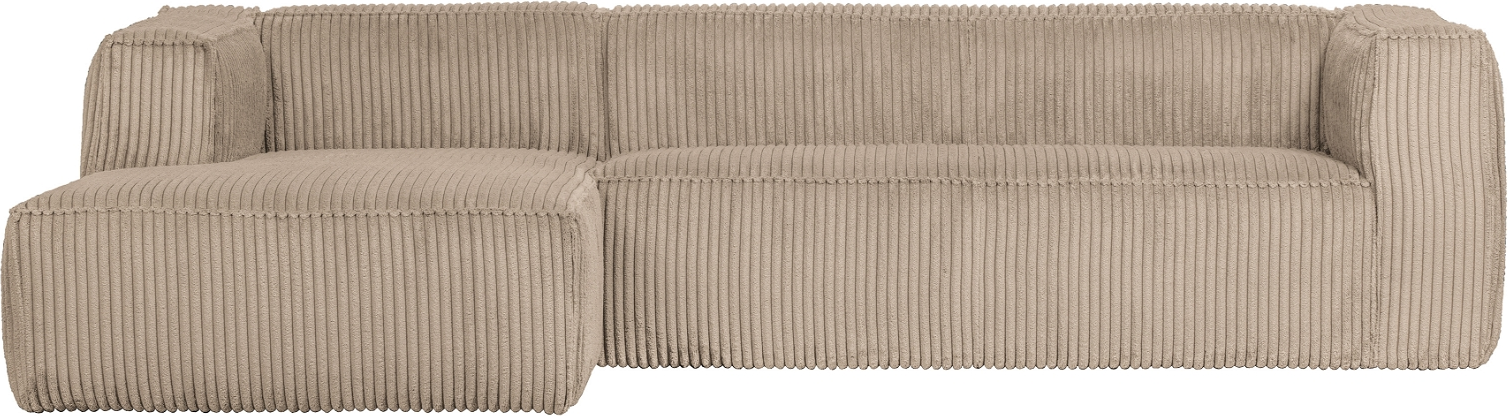 Hjørnesofa venstrevendt WOOOD Exclusive Bean lysebrun fløjl 305x175 cm