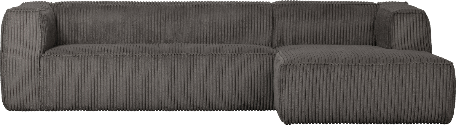Hjørnesofa højrevendt WOOOD Exclusive Bean fløjlssofa  -  terrazzofarvet split rib polyester, FSC-træramme, T37/HR30 komfort