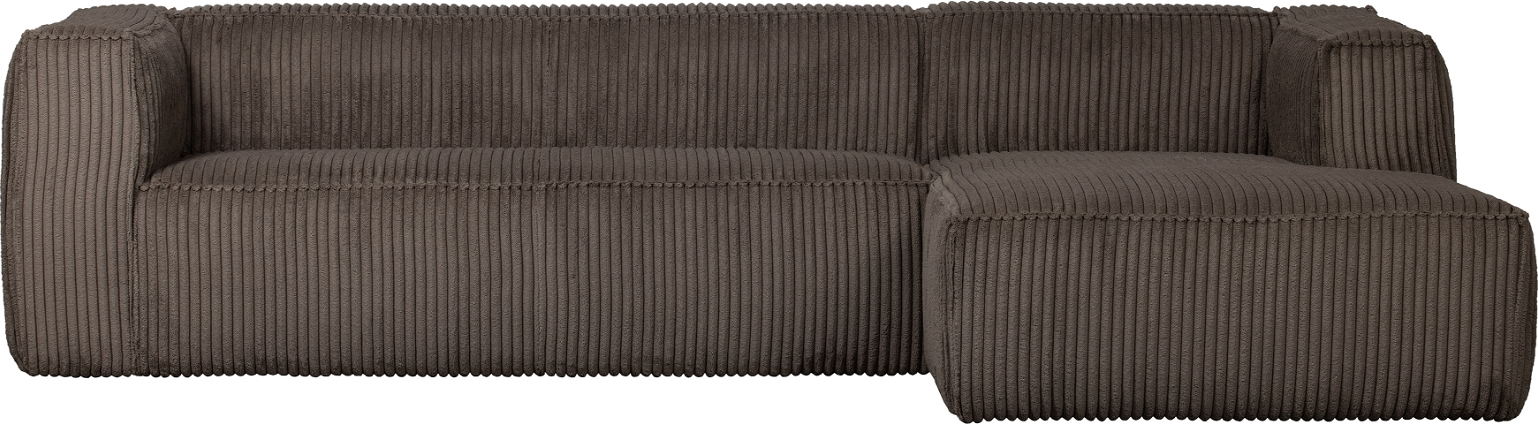 Hjørnesofa højrevendt WOOOD Exclusive Bean  -  ribfløjl 100% polyester, mørkebrun L-sofa