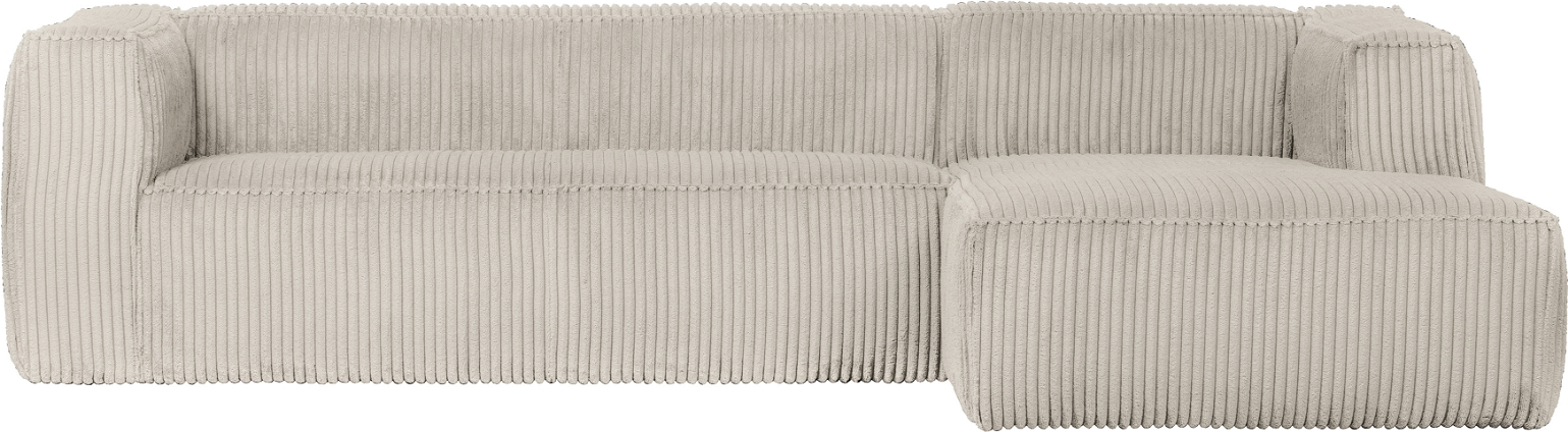Hjørnesofa højrevendt WOOOD Exclusive Bean i lys naturfløjl 305x175x73 cm | Robust FSC-træramme & groft ribbet stof
