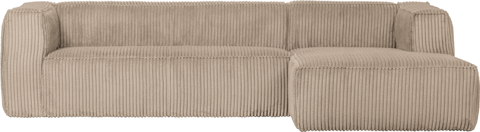 Hjørnesofa WOOOD Exclusive Bean højrevendt beige fløjl polyester 305x175x73 cm