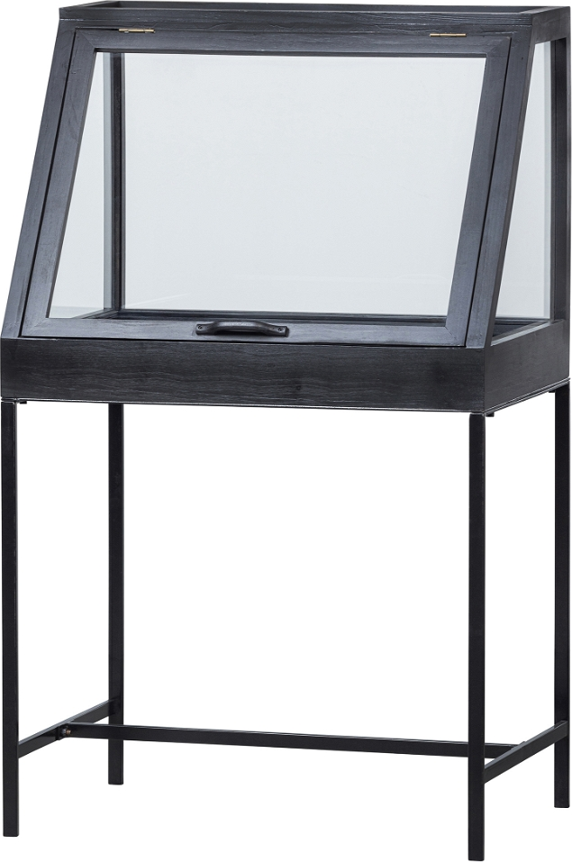 Displayskab WOOOD Exclusive Dido i sort træ med sikkerhedsglas H109ÃB65ÃD45 cm