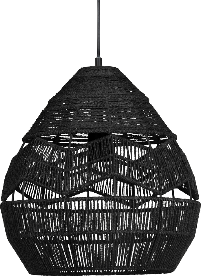 Pendellampe WOOOD Exclusive Adelaide Ø35 cm sort  -  flettet papirreb hængelampe med diffust lys, E27 fatning