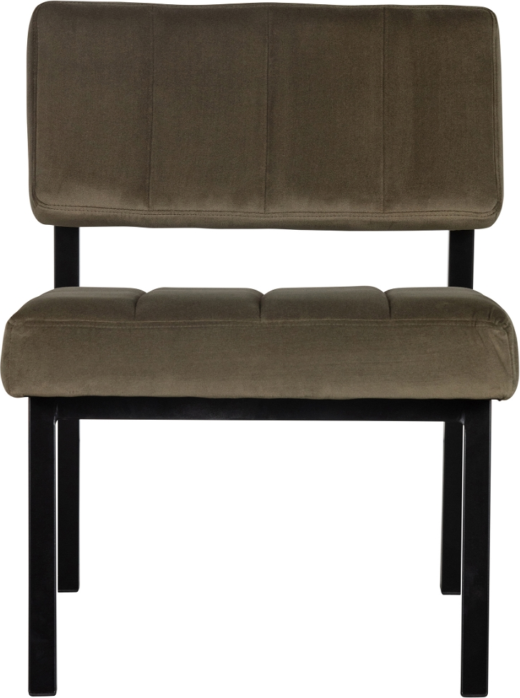Loungestol/lænestol WOOOD Exclusive Kaja  -  Army grøn fløjl, sort lakeret birketræ, H72xB55xL74 cm