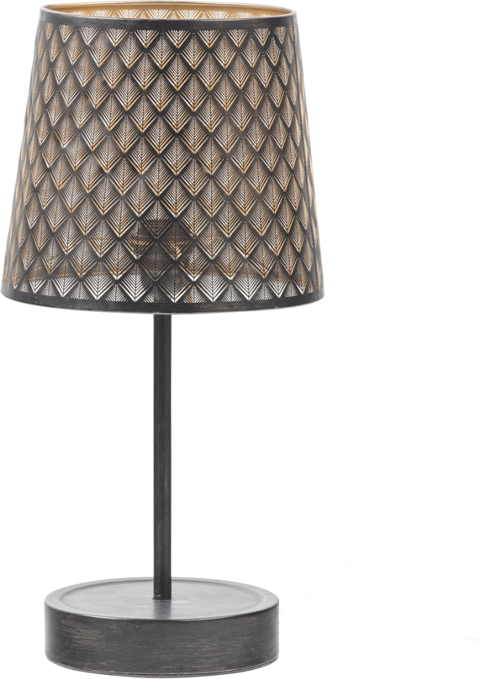 Bordlampe WOOOD Exclusive Kars  -  jern art deco sort ydre & antik messing indre, H56ÃB28ÃD28 cm, E27