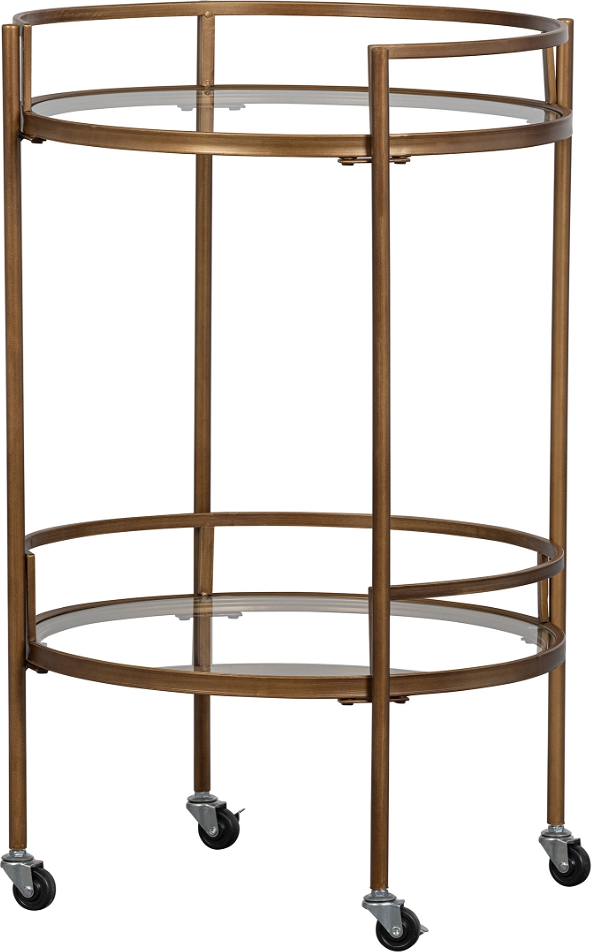 Trolley/Barvogn WOOOD Exclusive Zora antik messing med 2 glashylder H79 x B50 x L50 cm