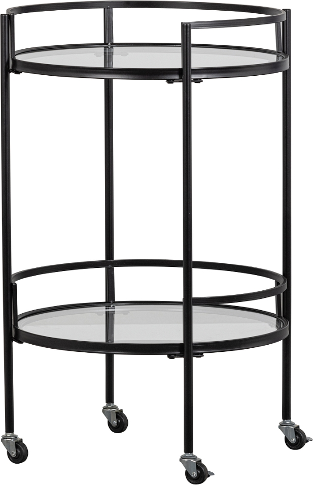Rullebord trolley WOOOD Exclusive Zora, sort metal & glas Ø50 cm H79