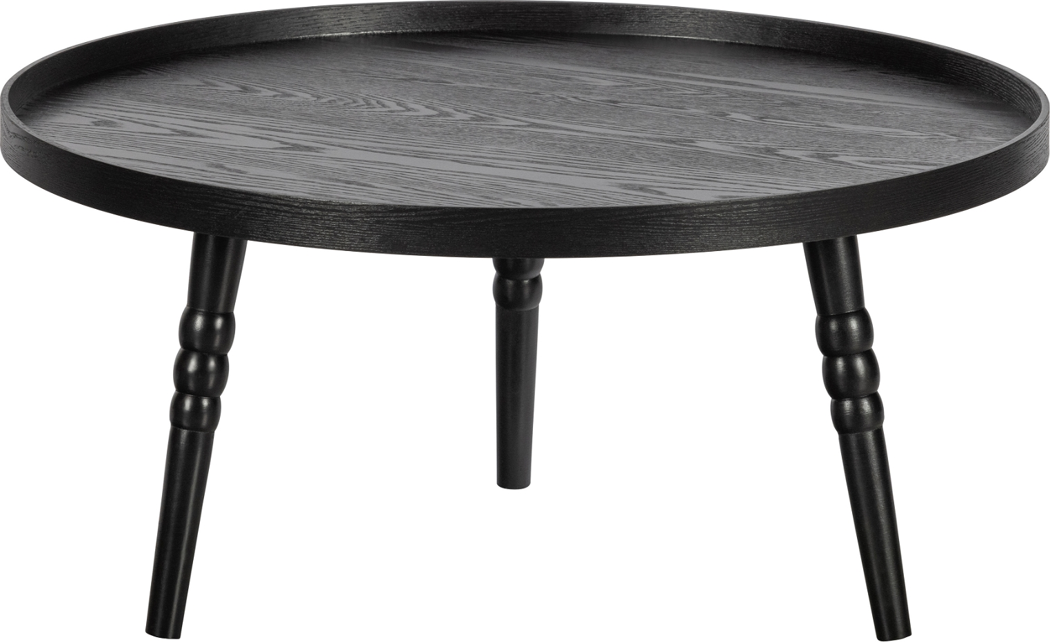 Sidebord/sofabord WOOOD Exclusive Ponto Ø75 x H36 cm mat sort MDF/fyrretræ
