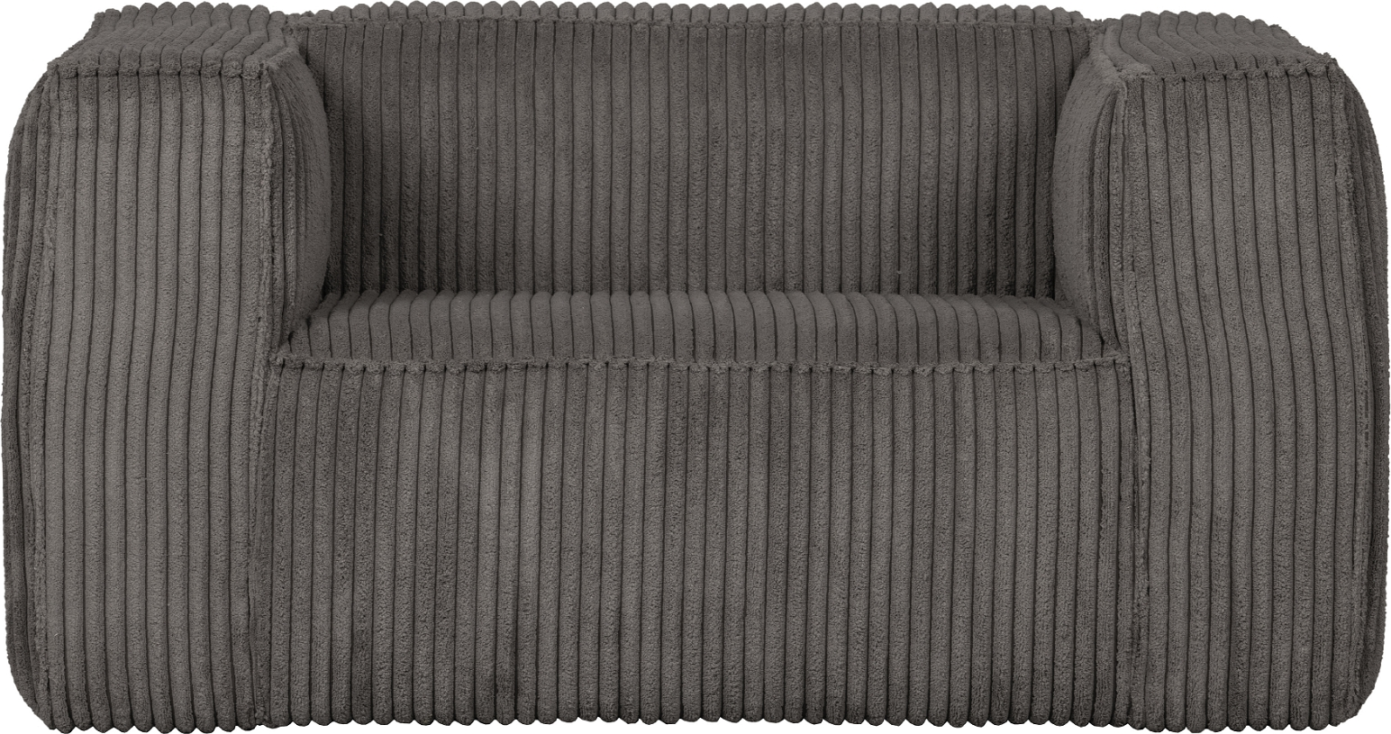 Loungestol/lænestol WOOOD Exclusive Bean i mørkegrå ribstribet polyester med FSC-treramme H74xB146xD98 cm