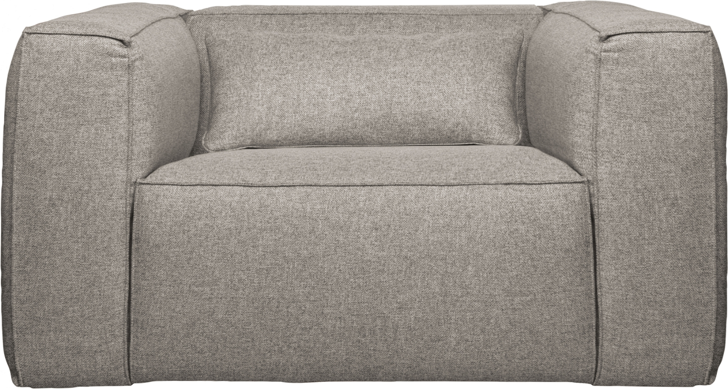 Loungestol WOOOD Exclusive Bean lysegrå  -  plet- og vandafvisende polyester-bomuld, stor 146x98x74 cm, komfortskum