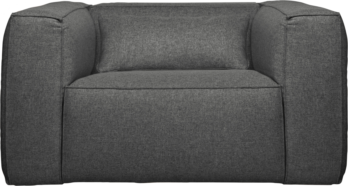 Loungestol WOOOD Exclusive Bean, grå meleret polyester/bomuld, skumhynder, 74x98x146 cm