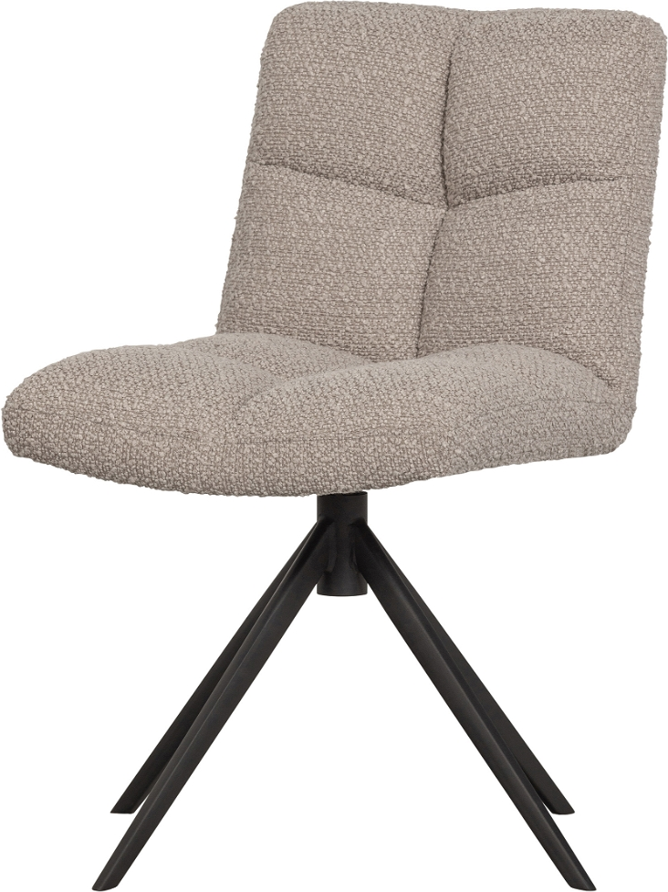 Spisebordsstol WOOOD Exclusive Vinny med drejefod  -  bouclé sandfarvet polyester