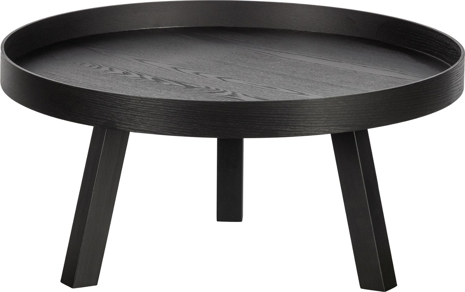 Sofabord WOOOD Beira - rundt småbord/sidebord Ø76Ã35 cm, sort MDF og fyrretræ