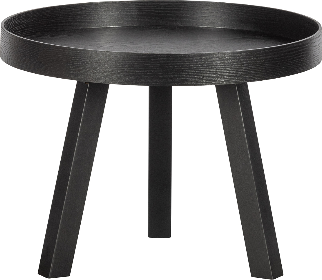 Sidebord WOOOD Beira Ø60 cm mat sort  -  moderne småbord i MDF & massivt fyrretræ