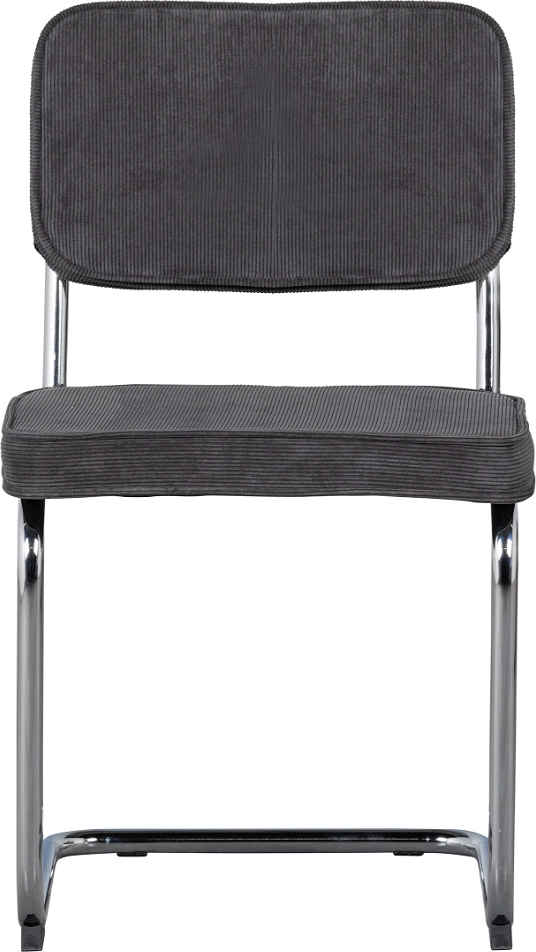 Spisebordsstol WOOOD Corduroy i grå polstret polyester med forkromet stel H84ÃB48ÃD52 cm